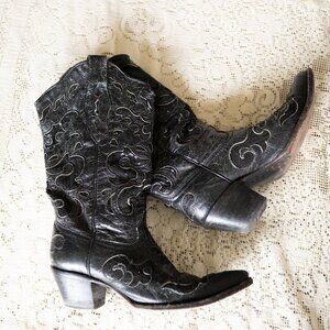 Corral Boots Women's size 7.5 M Black Goat Leather Sequins Cowboy Western A1070